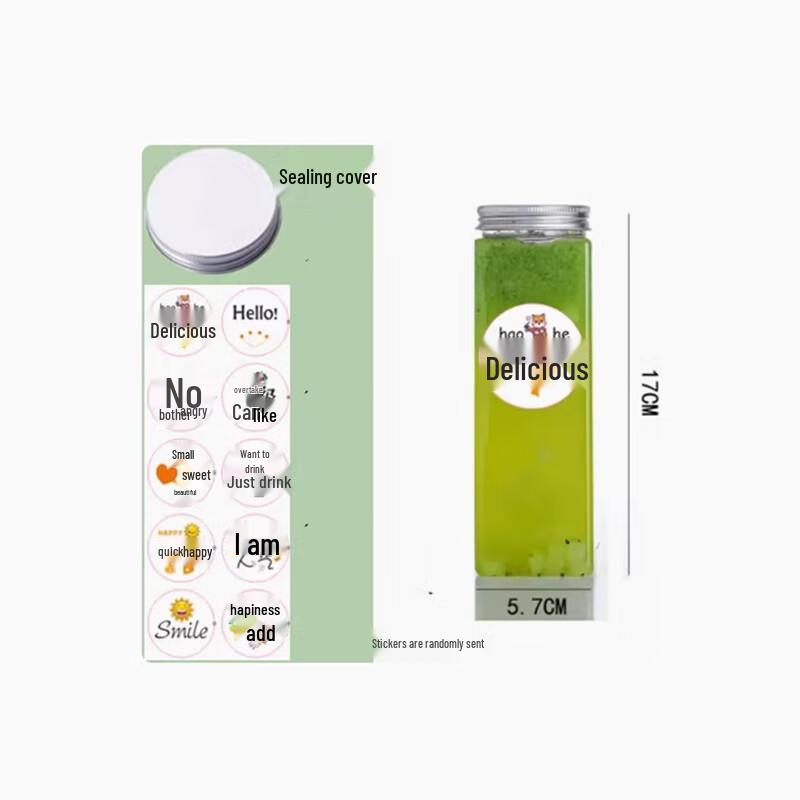 Shengbilai 500ml Rectangular Disposable Plastic Beverage Bottles with Sealed Lids & Stickers - 65 Pcs