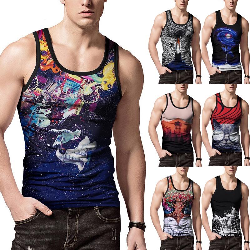 Mens Tank Summer Tops Vest Casual 3d Printed Graphics Tees Tshirts Sleeveless