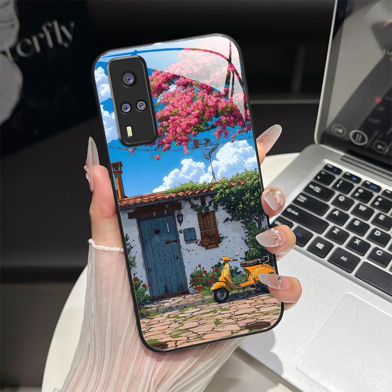 

Закаленное Стекло Чехол Для Vivo Y31 Y51 Y53S 4G Задняя Крышка Модный Фантазийный Дизайн Полная Защита Чехол Для Телефона Для Vivo Y31 2021 Coque Vivo Y31 2021