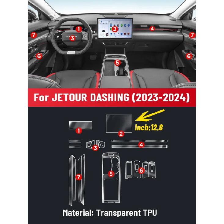 Auto Anti-scratch Car Interior Center Console Dashboard Navigation TPU Protector Film For JETOUR DASHING X-1  2024 Sticker