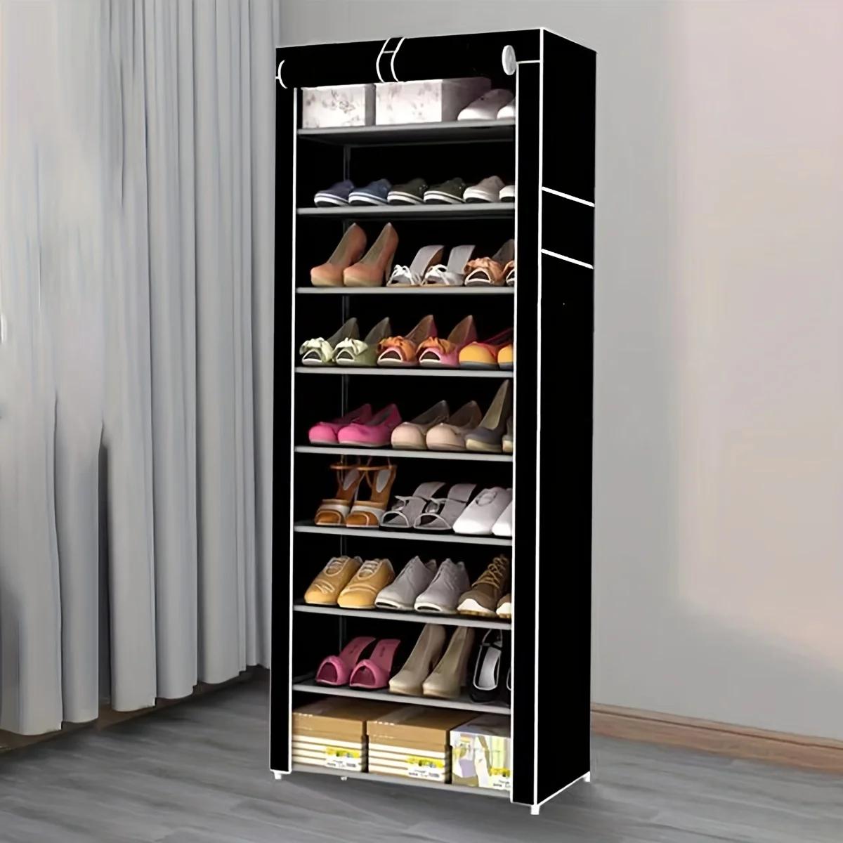 1pc-Multi Layered Dustproof Shoe Cabinet Space Shoe Rack, Furniture and Home Storage Shoe Rack colore grigio