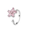 Female Ring Cherry Blossom Ring Rotating Design Pink Zircon Ring Floral Synthetic Ring  Daily Wear