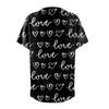Women's Fashion Printed Short Sleeve V Neck Pattern Tops Pocket Working T-shirts