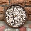 Wooden Inlay Decorative Tray  Round Floral Pattern Serving Tray | Bone Inlay Style | Boho Coffee Table Tray | Kitchen Bone Decor Tray