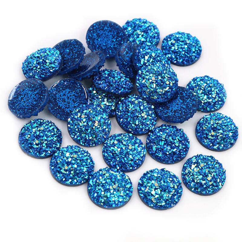 New Fashion 40pcs 12mm Mix Blue Colors Flower Style Flat back Resin Cabochons Cameo