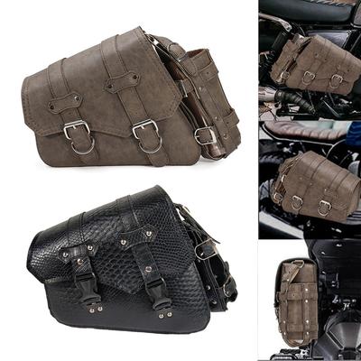 PU Leather Motorbike Saddlebag Adjustable Solid Color Sunproof Universal Vintage Motorcycle Saddle Bag Accessories
