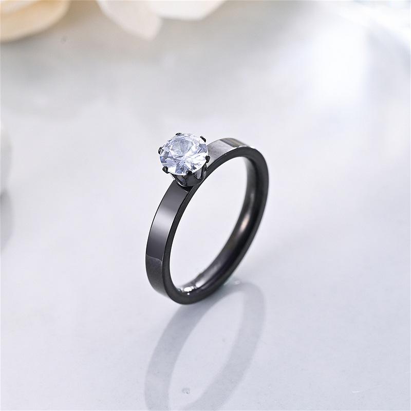ins fashion titanium steel zircon ring for women, high-end shiny couple diamond ring Amazon