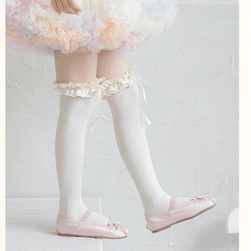 Fashion Lace Calf Socks Socks Breathable Loose Socks for Girls Bowknot High Boot Socks Long Knee High Stockings