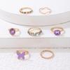 European and American new dripping butterfly imitation gemstone and diamond ring set Geometric twist ring seven-piece set