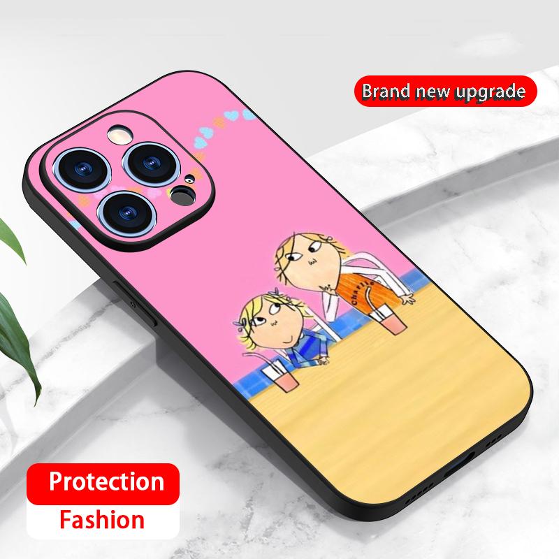 

Charlie lola cartoon cute pattern desgin Phone Case For iPhone 16 16e 15 14 13 12 11 Plus Pro Max Soft black Shockproof Cover iPhone 12 Mini