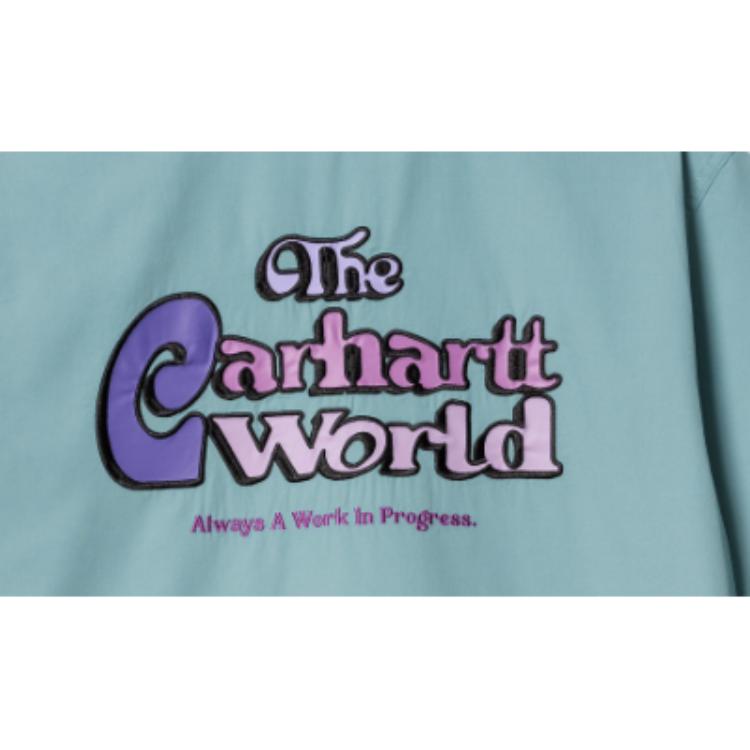 Carhartt WIP Logo Embroidered Single-Breasted Short Sleeve Shirt Unisex shirts Ice-Blue A241008-2CN-XX