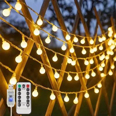 6/10M USB Warm White LED Ball String Lights with Remote Control Fairy Garland for Indoor Outdoor Garden Wedding Christmas Decor
