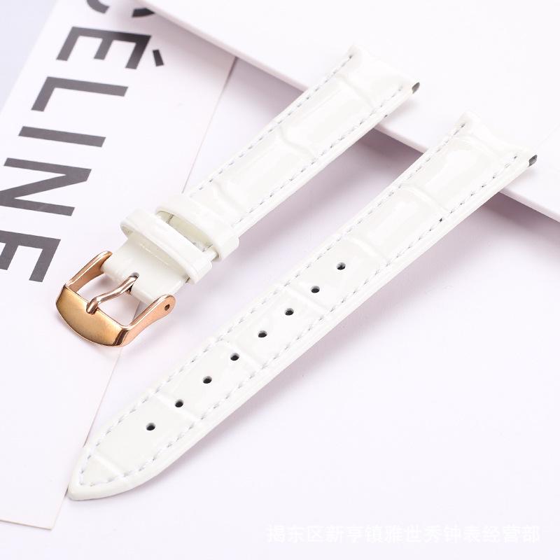 Red Bamboo Joint Pattern Genuine Leather Watch Strap, Unisex