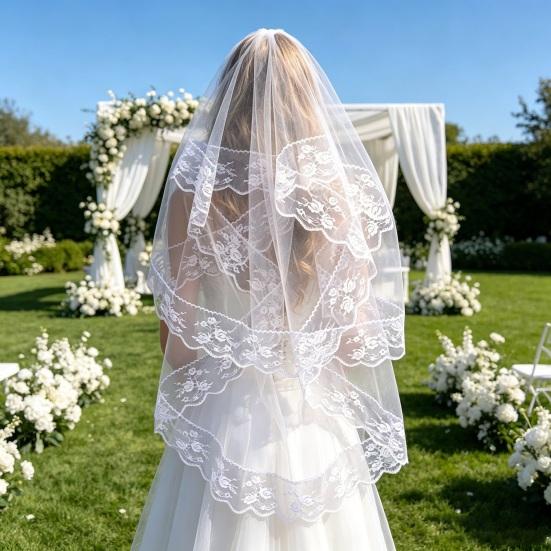 Yousheng Lace Veil Short Face Covering Retro Style Halloween Head Accessory with Exquisite Lace Binding Comb Veil for Gothic Bridal Lolita