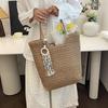 Yogodlns Elegant Ladies Straw Woven Handbag Women Holiday Beach Commute Casual Tote Top-Handle Bags Fashion Retro Shoulder Bags