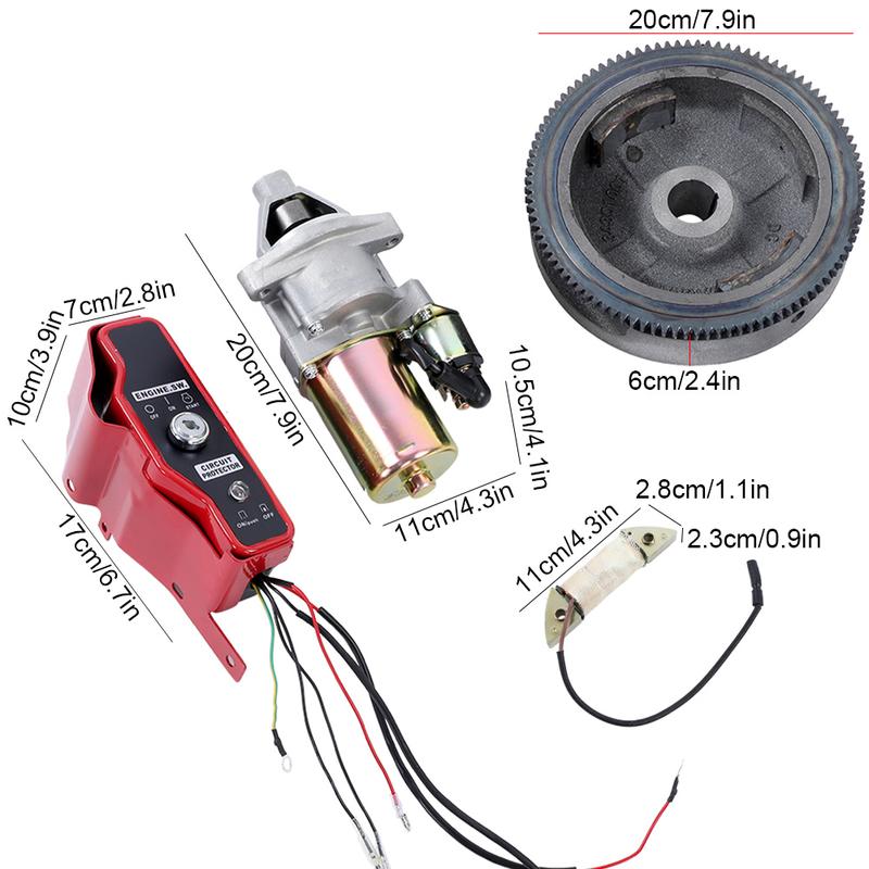 Electric Start Kit Flywheel Starter Motor Switch Ignition For Honda GX390 13HP Engines and Generators