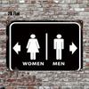 Pc Iron Metal Sign Gender Separation Sign Male and Female Icons with Arrows Black Background Lines Bathroom Identifier