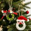 Plush Christmas Tree Hanging Ornaments Handmade Hanging Christmas Wreath Decorations Bowknot Santa Claus Door Hanging Home Decor