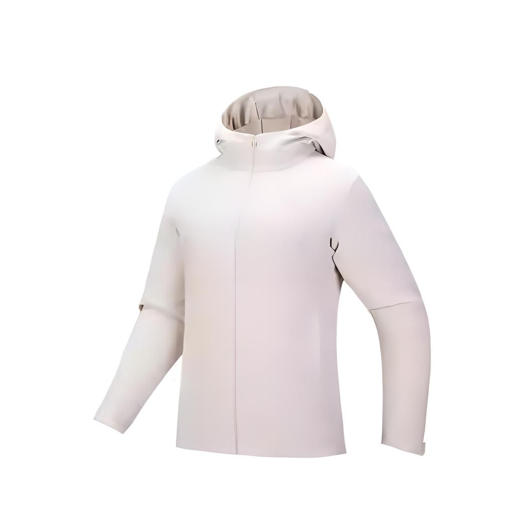 Anta Training Series Solid Color Zipper Hooded Comfortable Breathable Versatile Fleece Lined Warm Jacket Women Jackets Malt-Gray 162517602-1