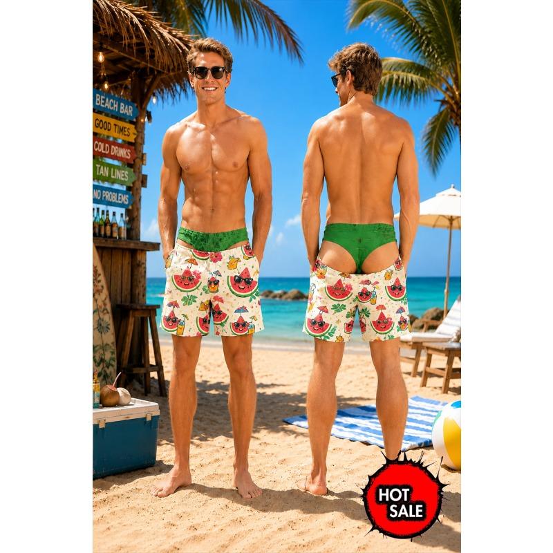 Mens Funny Floral Beach Shorts 3D Print Men Swimwear Trunks Drawstring Summer Board Shorts Vacation Beachwear For Man