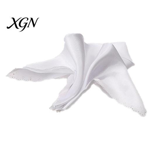 Wrinkle Resistant Napkins Scalloped Satin Napkin, Solid Color Glossy Cloth 17x17 Inch Silk Texture Reusable Silky Dinner Napkin for Weddings