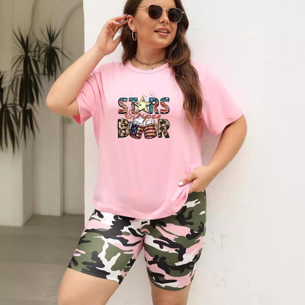 2024 Trendy Women's Plus Size Loose Casual Set with Dropped Shoulder Sleeves