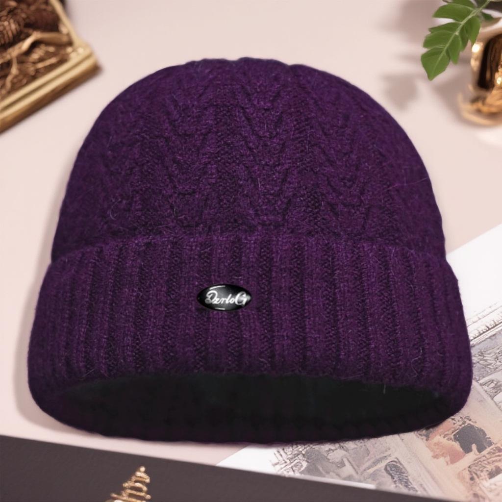 Căciuli calde tricotate de iarnă pentru femei cu căptușeală de catifea și protecție pentru urechi