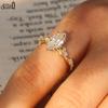Effie Queen 925 Sterling Silber 14k Gold Marquise & Runder Zirkonia Ring Luxusschmuck für Damen, Herren Hochzeitsfeier Geschenk LZR46