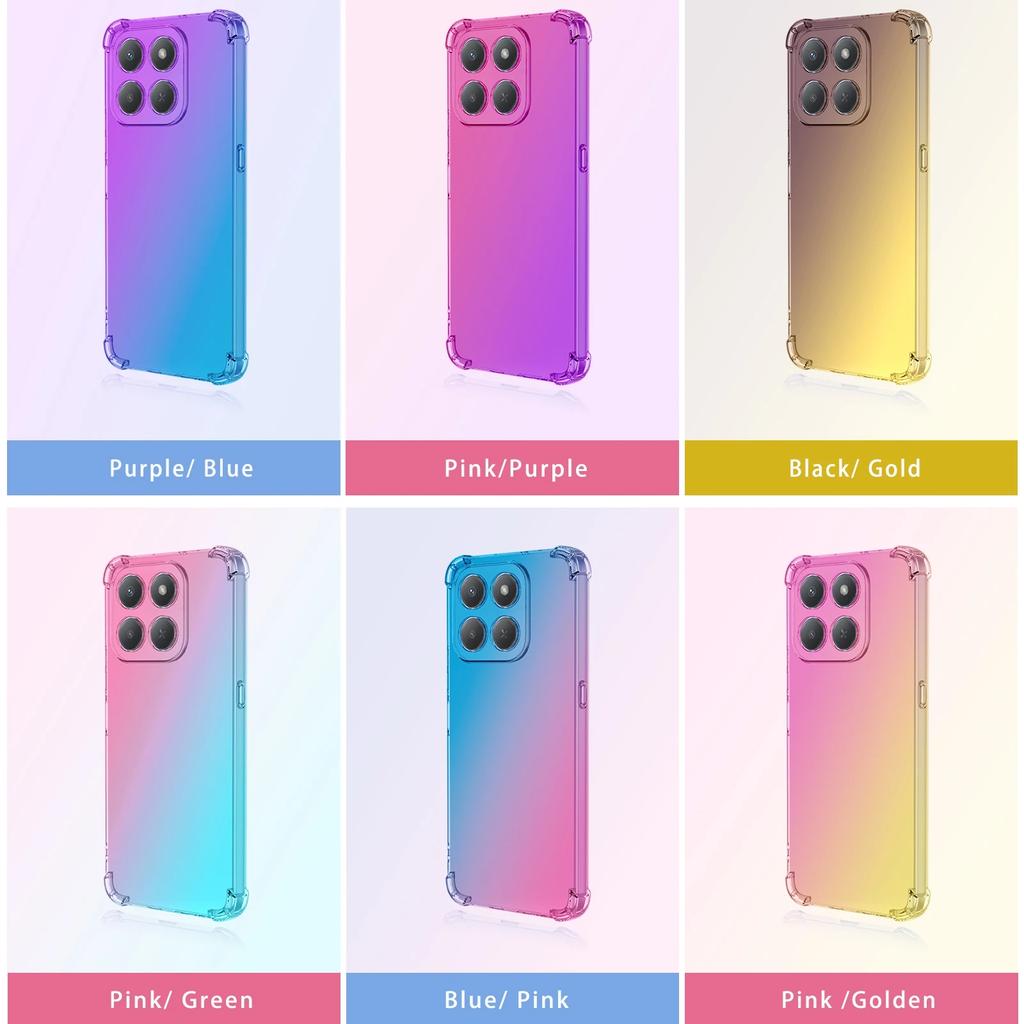 Rainbow Gradient Transparent Case For Honor 400 Smart 5G Four Corners Shockproof Soft Silicone Back Cover For Honor X7D 4G 5G