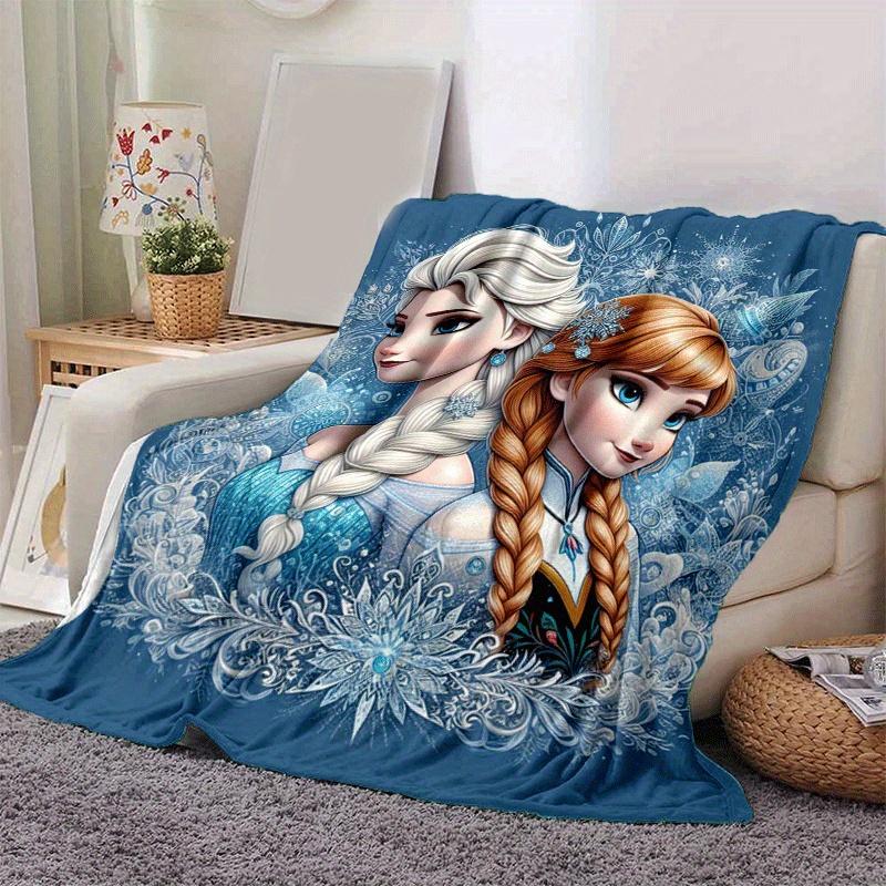 1pc Elsa Printing Blanket - Soft, All-Season Throw for Living Room, Bedroom,Personalized Gift with Adorable Cartoon Design