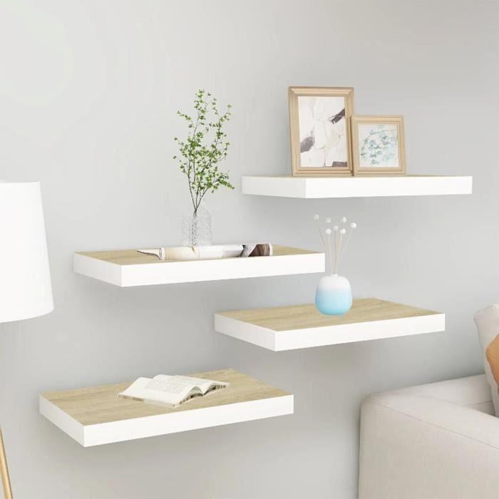 VidaXL Étagères flottantes 4 pcs Chêne et blanc 50x23x3,8 cm MDF