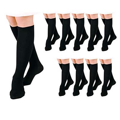 Nursery Compression Knee Socks, 10-Pair Set, Medical/Office Wear, Women's, Sizes 22-24, Black (10 Pairs Per Set) 9000020A