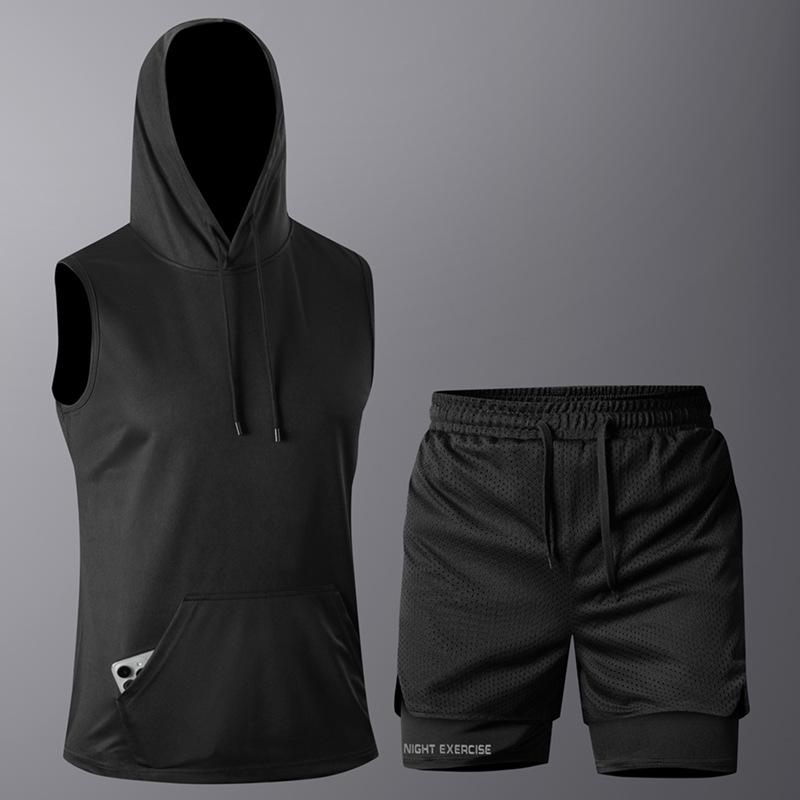 Tank Top + Shorts Sets Men Summer Tennis Activewear Running Basketball Training Wear Sleeveless Vest 2 Pcs Tracksuit