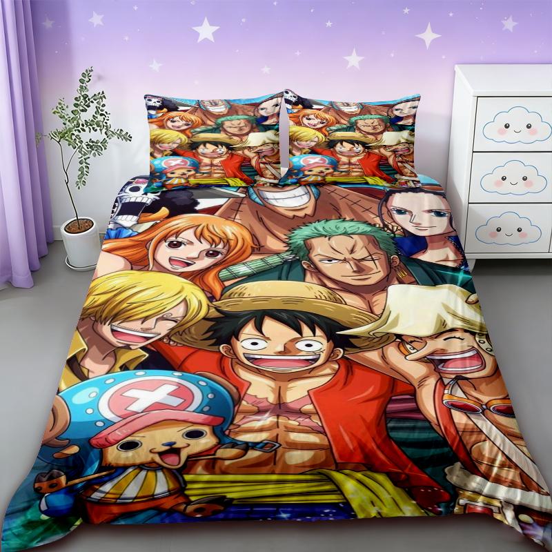 One Piece Duvet Cover Cartoon Luffy Bedding Set Soft and Comfortable Queen/King Twin Full Size Teens Boys Boys Gifts Soft Cozy
