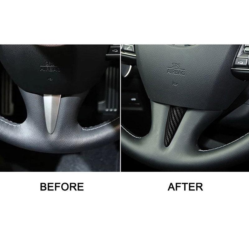 2 Pieces Carbon Fiber Steering Wheel Cener Trim + Shift Knob Cover Gear Handle Stickers Replacement For Infiniti Q50 2014-2017