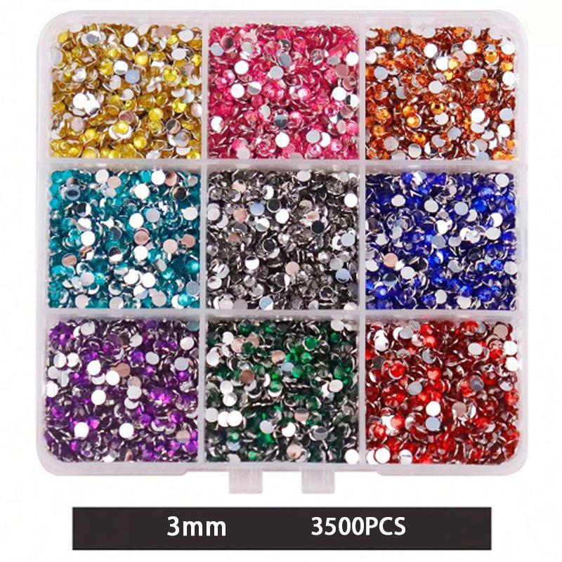 Fluorescent AB Resin Flat-Back Rhinestones for Nail Art - Mixed Sizes
