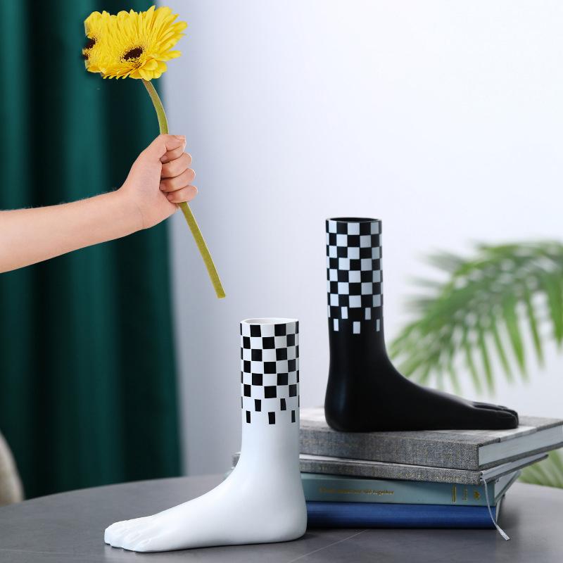 Vasă creativă pentru picioare Vasă hidroponică din rășină Aranjament floral pentru decorarea casei Ornamente de artă pentru birou Decorarea grădinii