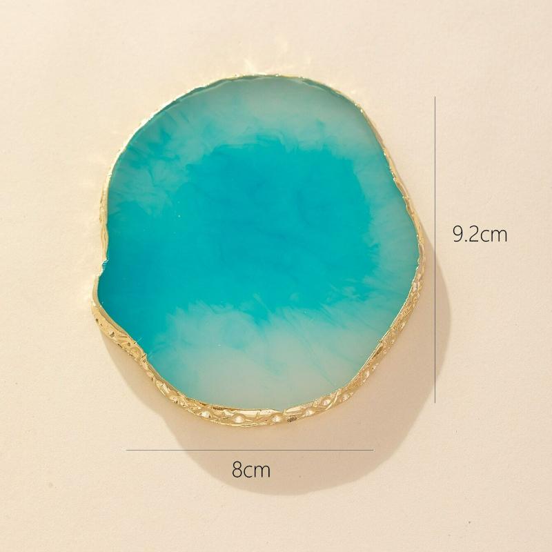 Resin White Nail Art Color Display Plate, Imitation Agate Design Golden Edge Paint Nail Polish Palette Display Board Nail Art Mixing Palette