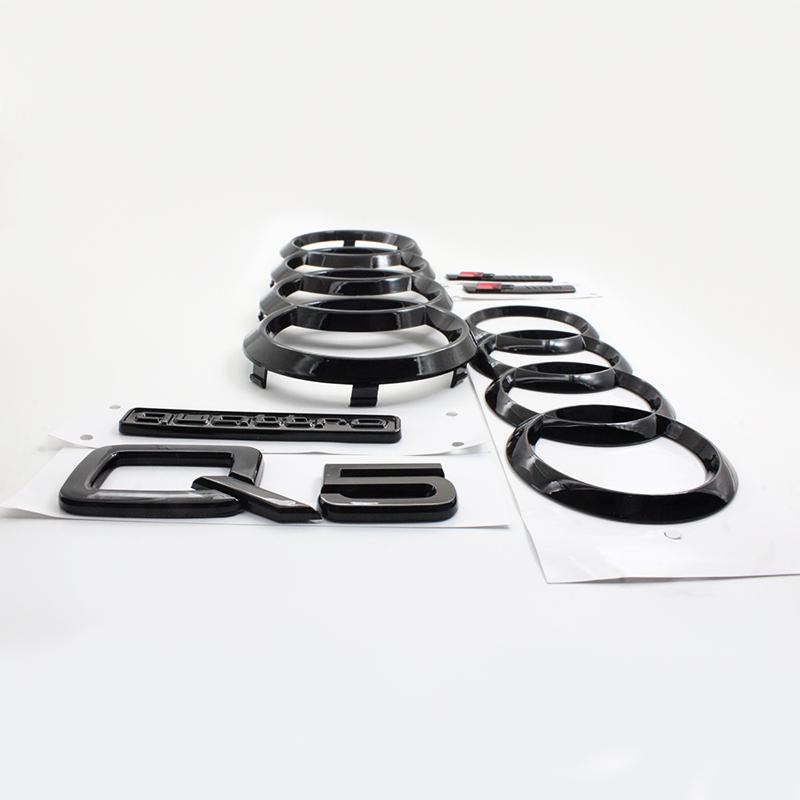 4 Ring Audi Q5 Quarrto Sline Sticker Car Front Hood Grill Emblem Rear Trunk Badge Sticker Side Decoration Accessory Q5 2014-2019