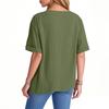 Damenmode Lockeres Lässiges Sommer-T-Shirt mit V-Ausschnitt und kurzen Ärmeln