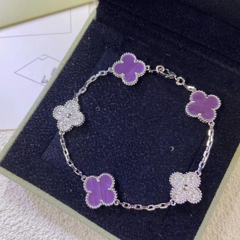 Exquisite Four-leaf Clover Bracelet for Women Five-flower Bracelet Double-sided Natural White Mother-of-pearl and Carnelian Bracelet