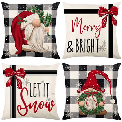 Christmas Pillow Cover Christmas Linen Printed Cushion Cover Home Sofa Decorative Pillow Cover