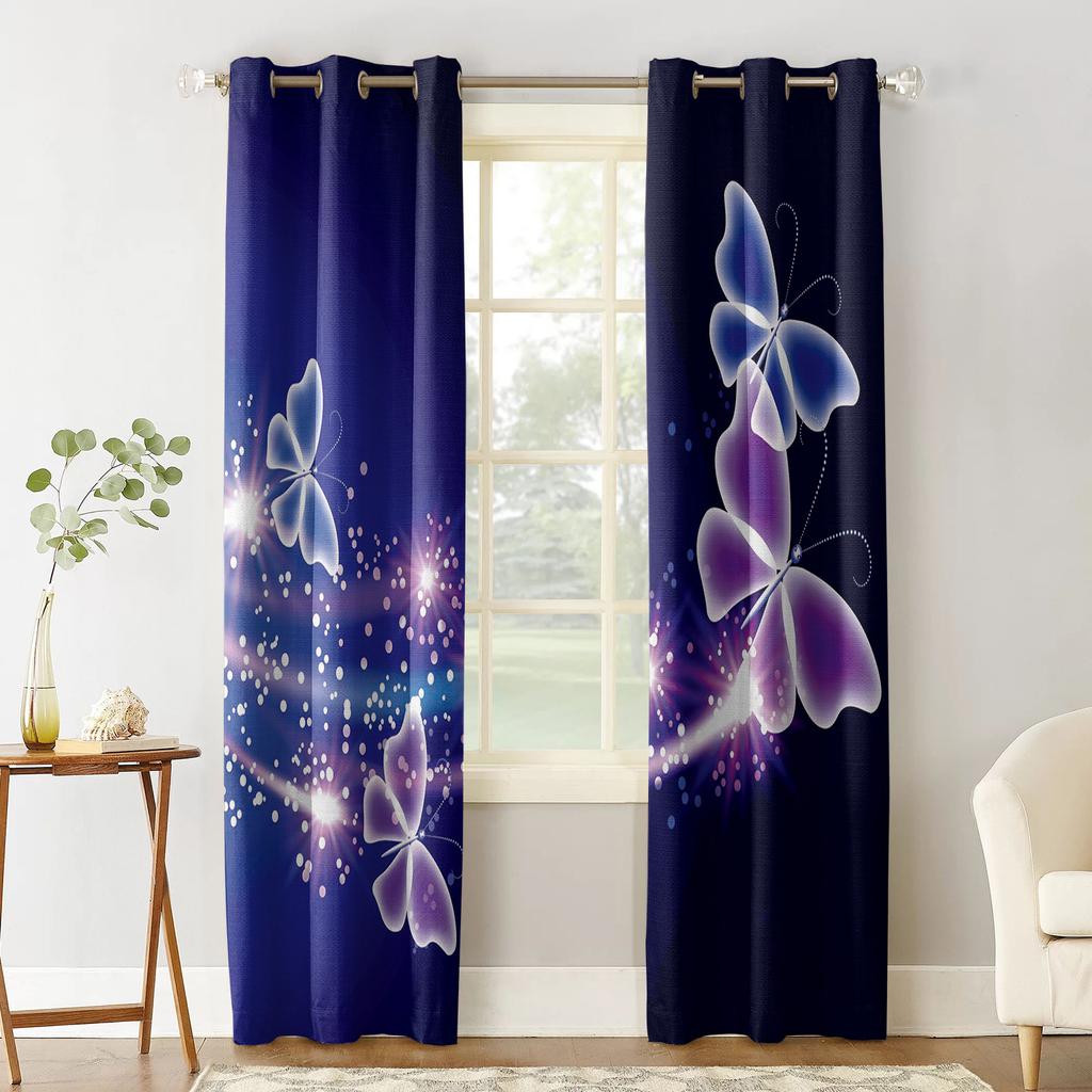 Purple Butterfly Blackout Curtains For Living Room Window Curtains For Bedroom Kitchen Curtains Drapes Blinds