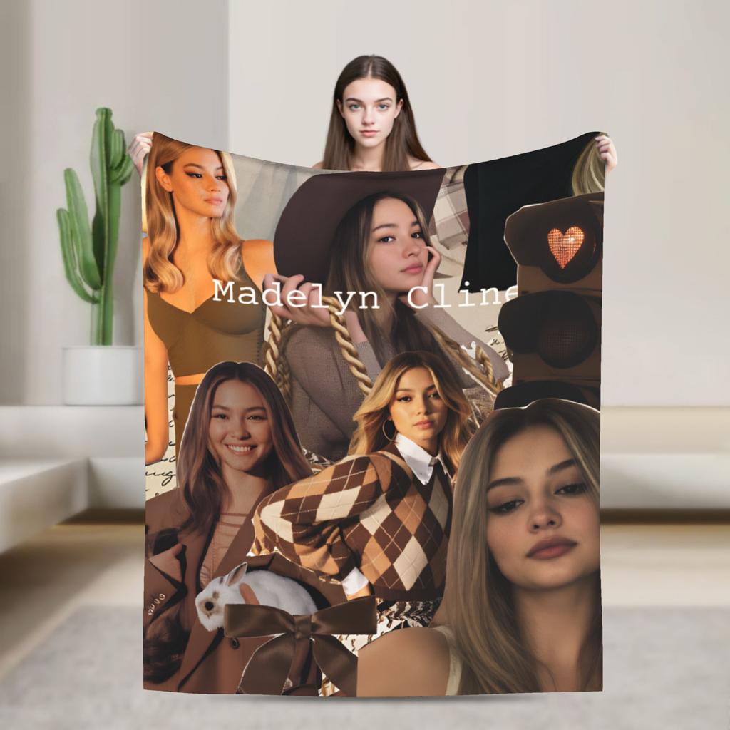 Madelyn Cline Montage Blanket Soft Warm Funny Plush Throw Blanket For Outdoor Airplane Travel Flannel Bedspread Bed Cover