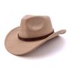 Popular Western Cowboy Hat Trend Decorative Belt Solid Color Suede Cowboy Hat Fashion Versatile