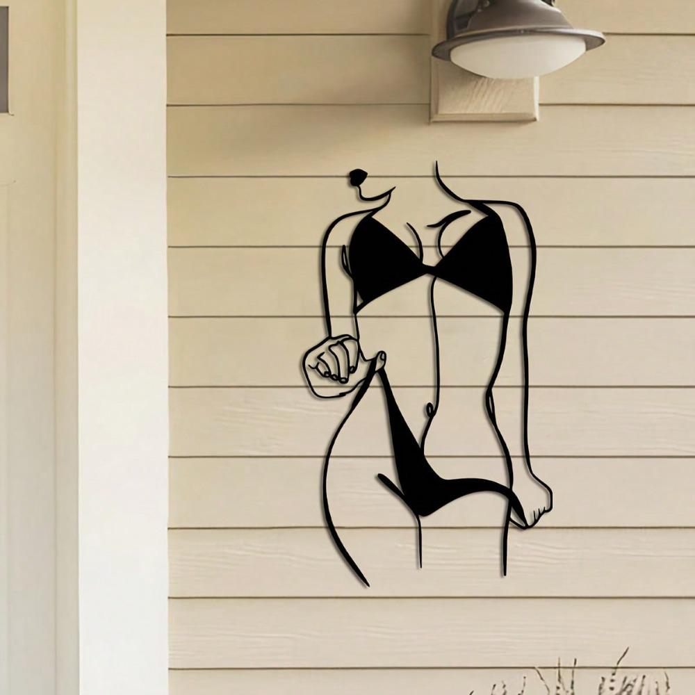 

1 шт., настенное искусство Lady, настенное искусство Lady из металла, 15,74*9,22 дюйма, настенное украшение из металла Lady, минималистское линейное искусство TY7289 разноцветный