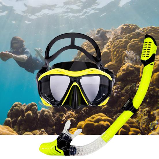 1 Set Swimming Goggles Set Breathable Anti-fog High Clarity Large Frame Silicone Diving Face Goggle Full Dry Breath Tube Snorkeling Supply