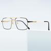 Men's Retro Anti-Blue Light Photochromic Glasses with Double Bridge Metal Frame, Suitable for Prescription Lenses
