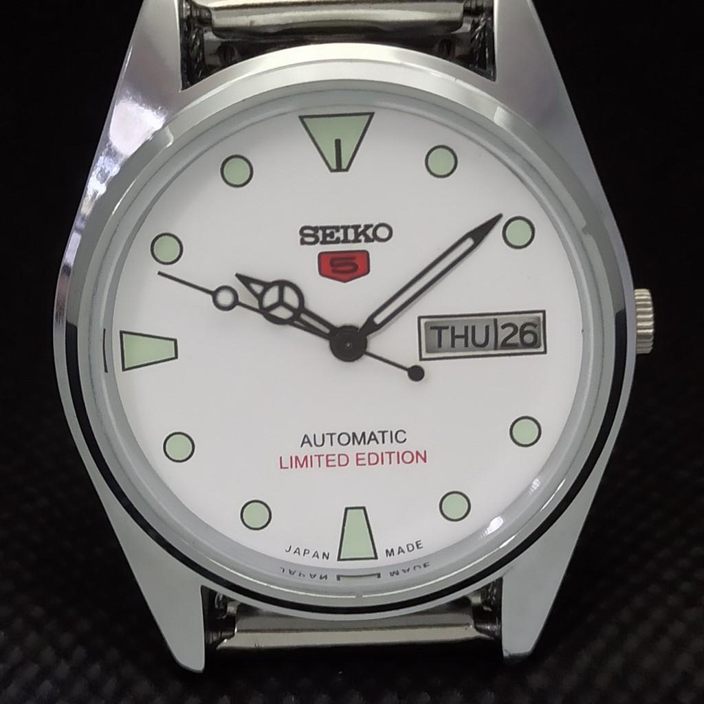 OROLOGIO VINTAGE SEIKO 5 AUTOMATICO GIAPPONESE DA UOMO GIORNO/DATA RINNOVATO a266365-8