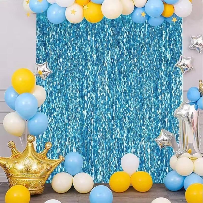 Wavy Tinsel Foil Fringe Curtain Background Decoration Rain Curtain Wedding Birthday Party Anniversary Christmas Decoration